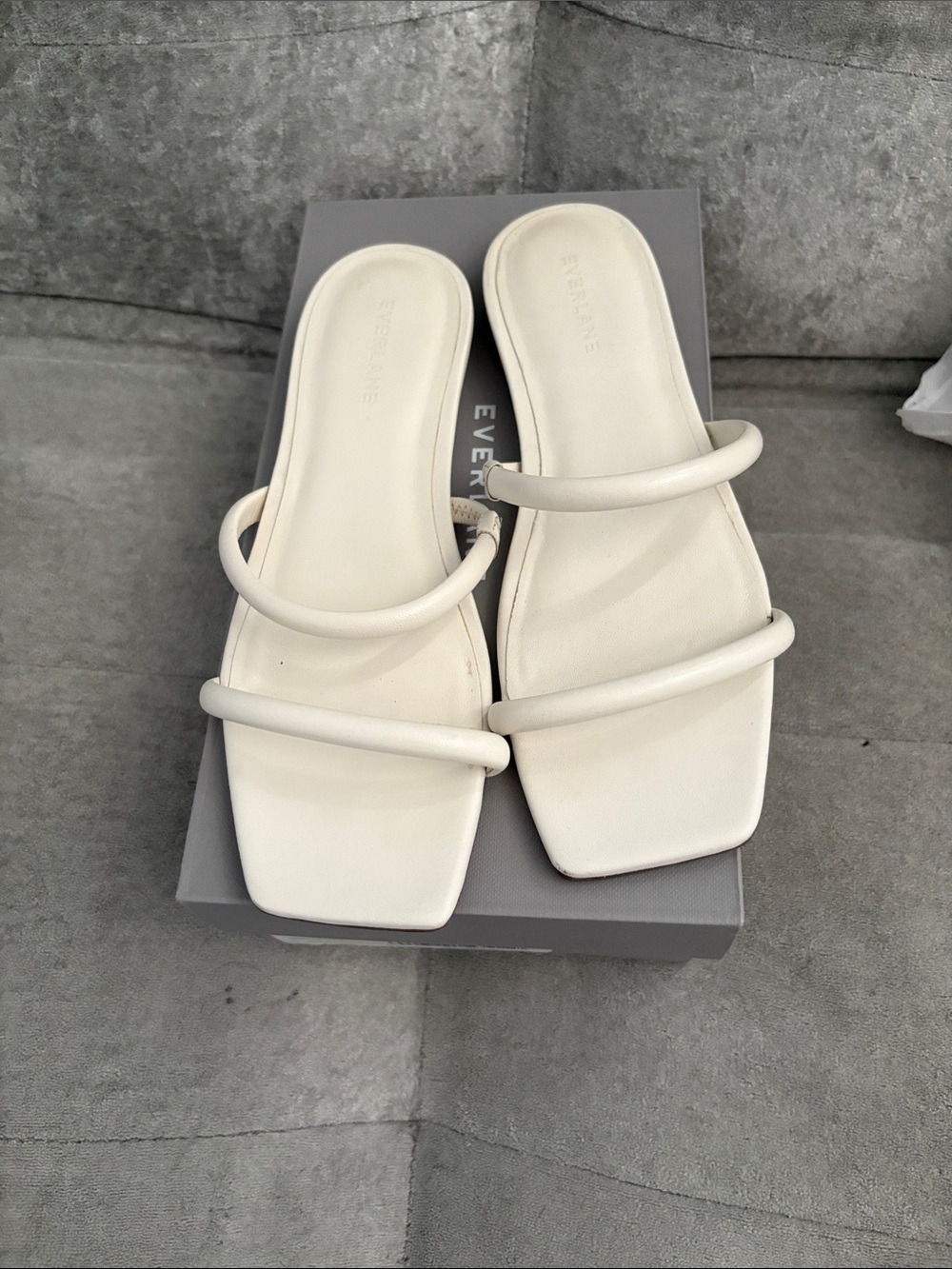 Everlane Cream Double-Strap Square-Toe Slide
